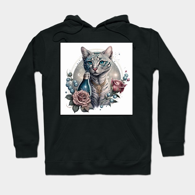 Sparkling White Bengal Cat Hoodie by Enchanted Reverie